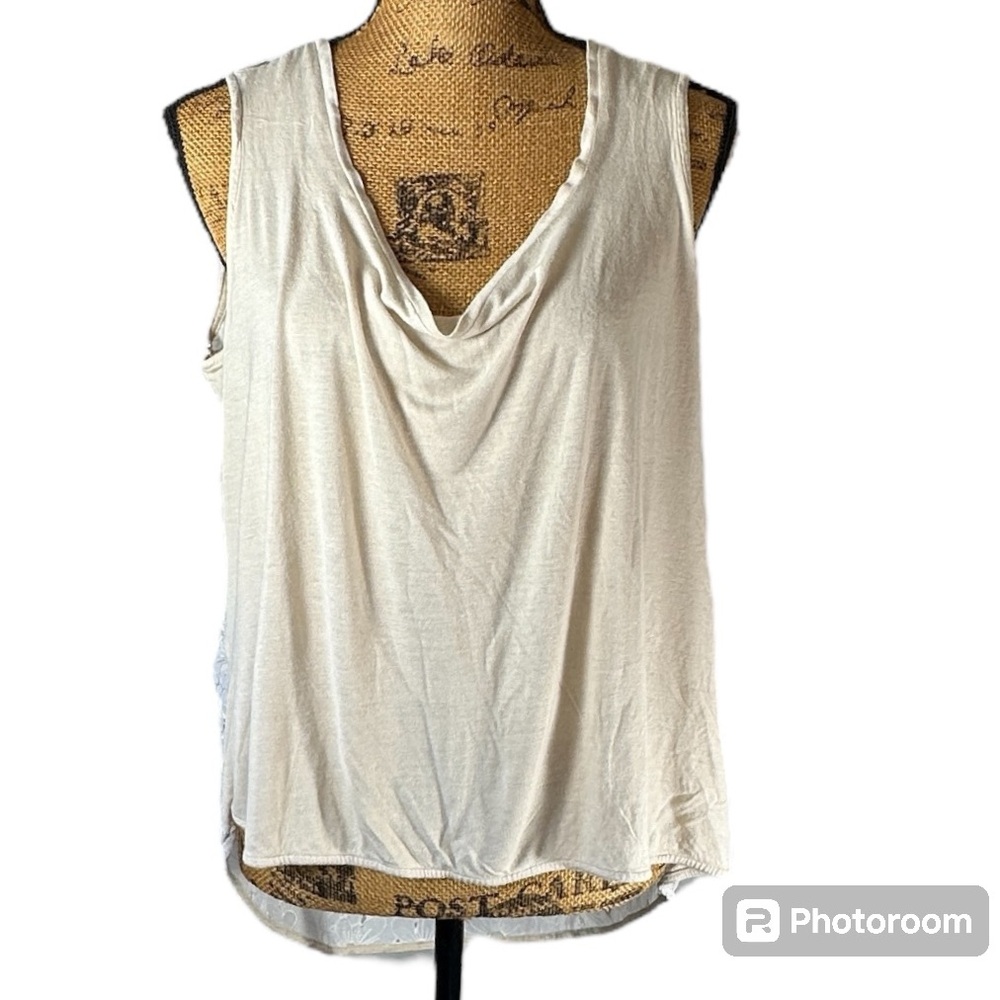 Coco+Carmen tank top cream colored w/eyelet lace Women’s size L/XL | dd2